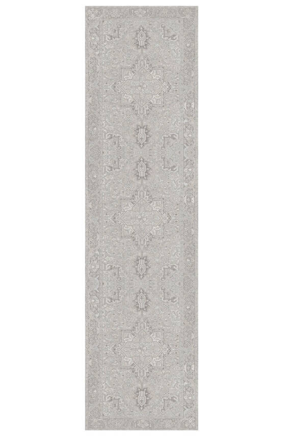 Outlet 80x150 Artloop Fuga Yumuşak Dokulu Vintage Desenli Gri Halı KA-01 - 5