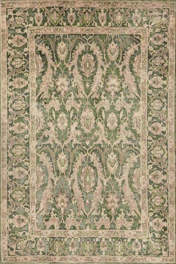 Outlet 80x150 Artloop Fuga Yumuşak Dokulu Yeşil Klasik Desenli Halı KA-32 - 2