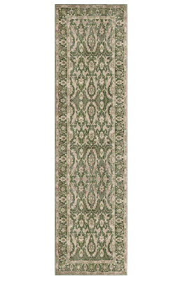 Outlet 80x150 Artloop Fuga Yumuşak Dokulu Yeşil Klasik Desenli Halı KA-32 - 6