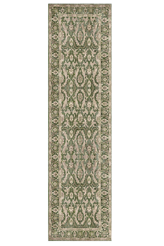 Outlet 80x150 Artloop Fuga Yumuşak Dokulu Yeşil Klasik Desenli Halı KA-32 - 6