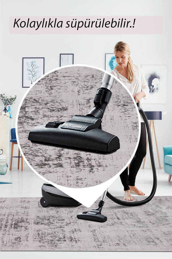 Outlet 80x300 Artloop Armoni Polyester Gri Halı 109 A - 5