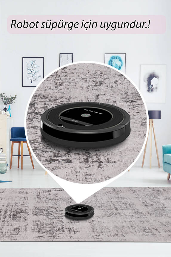 Outlet 80x300 Artloop Armoni Polyester Gri Halı 109 A - 7