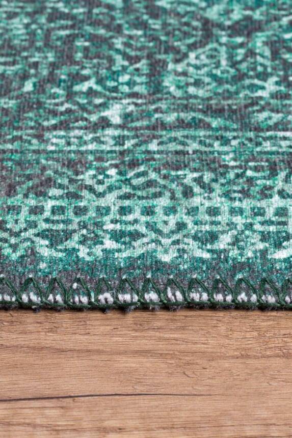 Outlet 115x160 Dorian Eskitme Desenli Dokuma Taban Dekoratif Yeşil Halı AL-223 - 2
