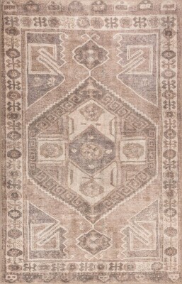 Relic Bej Vintage Dokulu Etnik Desenli Dokuma Tabanlı Şönil Halı AL 530 - 2