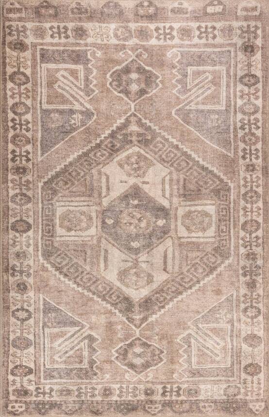Relic Bej Vintage Dokulu Etnik Desenli Dokuma Tabanlı Şönil Halı AL 530 - 2