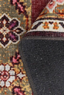 Relic Bordo Vintage Çiçek Desenli Dokuma Tabanlı Şönil Halı AL 556 - 4