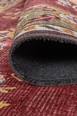 Relic Bordo Vintage Çiçek Desenli Dokuma Tabanlı Şönil Halı AL 556 - 5