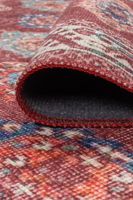 Relic Bordo Vintage Dokulu Etnik Desenli Dokuma Tabanlı Şönil Halı AL 550 - 4