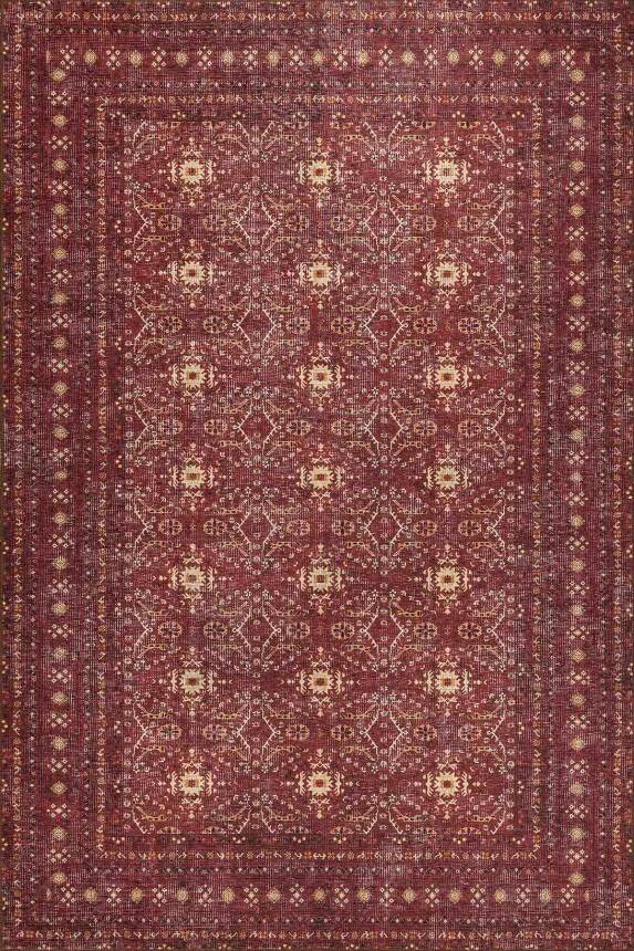 Relic Bordo Vintage Dokulu Geleneksel Desenli Dokuma Tabanlı Şönil Halı AL 477 - 2