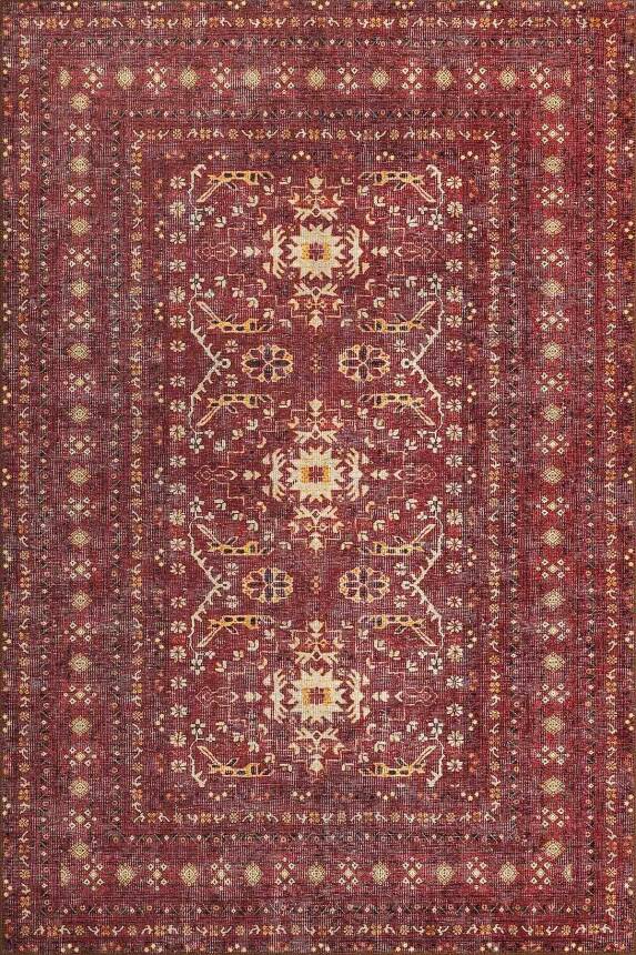 Relic Bordo Vintage Dokulu Klasik Desenli Dokuma Tabanlı Şönil Halı AL 473 - 2