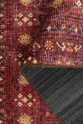 Relic Bordo Vintage Dokulu Klasik Desenli Dokuma Tabanlı Şönil Halı AL 473 - 5