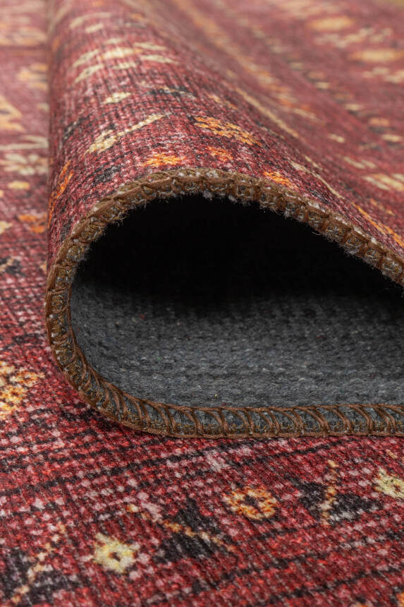 Relic Bordo Vintage Dokulu Klasik Desenli Dokuma Tabanlı Şönil Halı AL 473 - 6