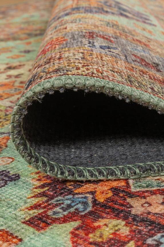 Relic Çok Renkli Vintage Dokulu Klasik Desenli Dokuma Tabanlı Şönil Halı AL 507 - 6
