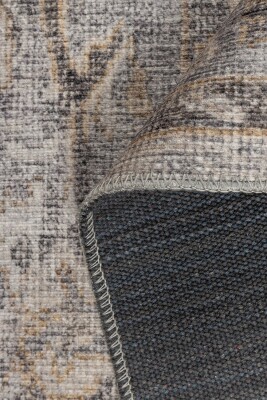 Outlet 75x230 Relic Gri Vintage Dokulu Klasik Desenli Dokuma Tabanlı Şönil Halı AL-520 - 5