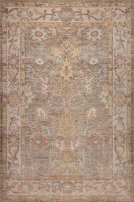 Relic Kahverengi Vintage Dokulu Klasik Desenli Dokuma Tabanlı Şönil Halı AL 522 - 2
