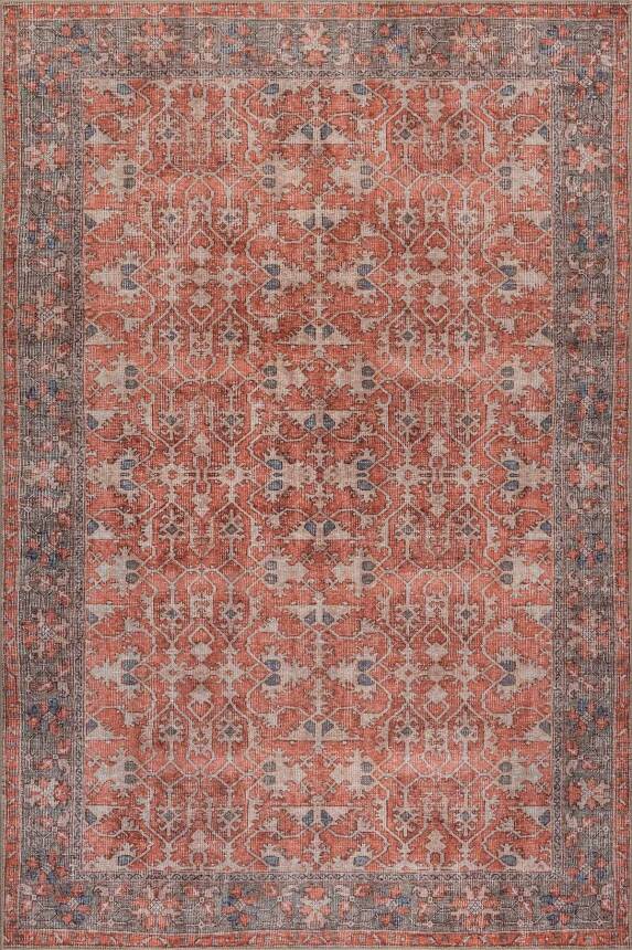 Relic Kiremit Vintage Etnik Desenli Dokuma Tabanlı Şönil Halı AL 564 - 2