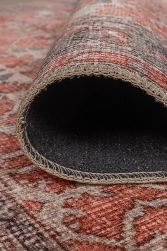 Relic Kiremit Vintage Etnik Desenli Dokuma Tabanlı Şönil Halı AL 564 - 5