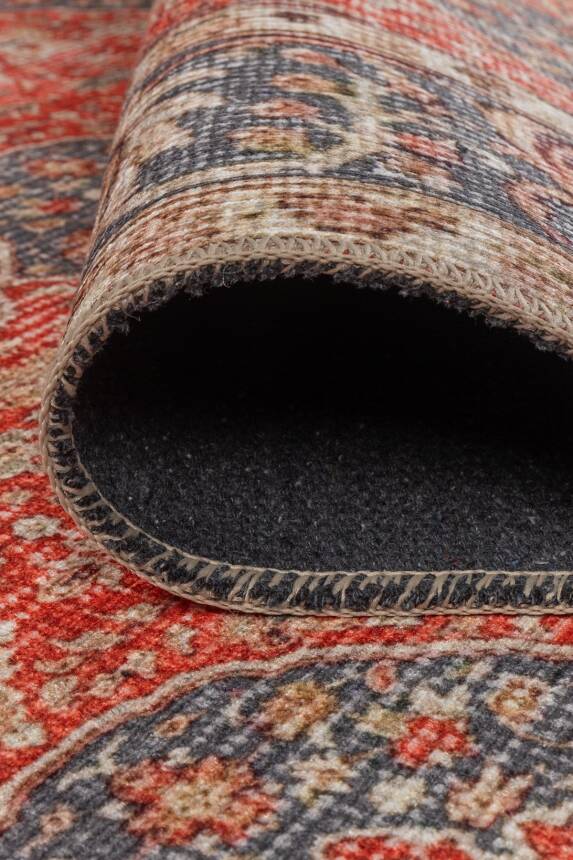 Relic Kiremit Vintage Klasik Desenli Dokuma Tabanlı Şönil Halı AL 605 - 4