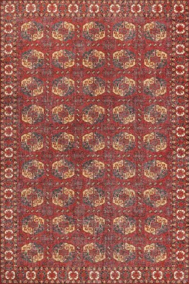 Relic Kırmızı Vintage Dokulu Klasik Desenli Dokuma Tabanlı Şönil Halı AL 475 - 2