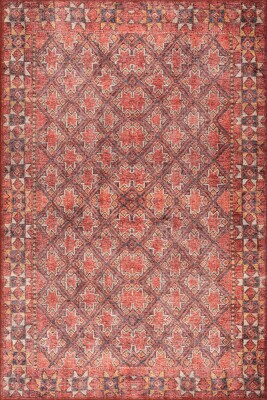 Relic Kırmızı Vintage Dokulu Klasik Desenli Dokuma Tabanlı Şönil Halı AL 529 - 2