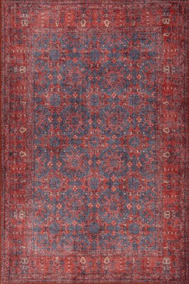 Relic Kırmızı Vintage Dokulu Klasik Desenli Dokuma Tabanlı Şönil Halı AL 547 - 2
