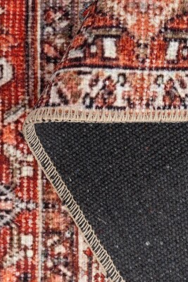 Relic Kırmızı Vintage Etnik Geometrik Desenli Dokuma Tabanlı Şönil Halı AL 611 - 3