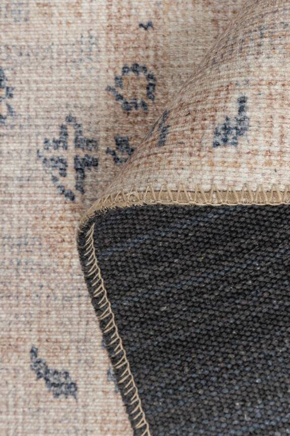 Relic Krem / Pudra Vintage Dokulu Klasik Desenli Dokuma Tabanlı Şönil Halı AL 510 - 5