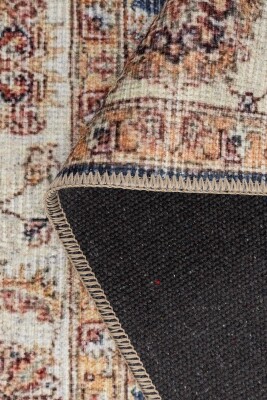 Relic Lacivert Krem Vintage Çiçek Motifli Klasik Desenli Dokuma Tabanlı Şönil Halı AL 566 - 3