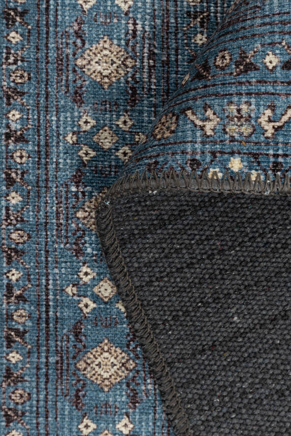 Relic Lacivert Vintage Dokulu Geleneksel Desenli Dokuma Tabanlı Şönil Halı AL 478 - 5
