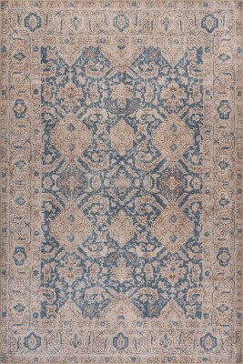 Relic Mavi Krem Vintage Klasik Desenli Dokuma Tabanlı Şönil Halı AL 590 - Artloop - Mavi Halılar