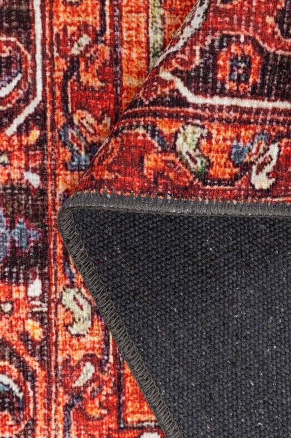 Relic Turuncu Vintage Klasik Madalyon Desenli Dokuma Tabanlı Şönil Halı AL 569 - 4