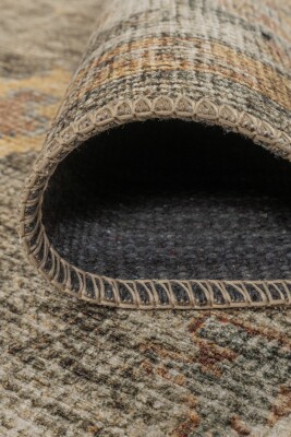Relic Yeşil Vintage Dokulu Klasik Desenli Dokuma Tabanlı Şönil Halı AL 515 - 6