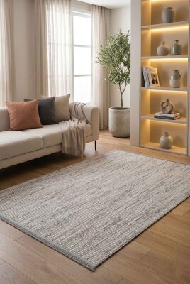 Ruvia Gri/Vizon Robot Süpürgeye Uyumlu Kolay Temizlenebilir Halı Oturma Odası, Koridor, Yatak Odası Halısı RP 51 - Artloop