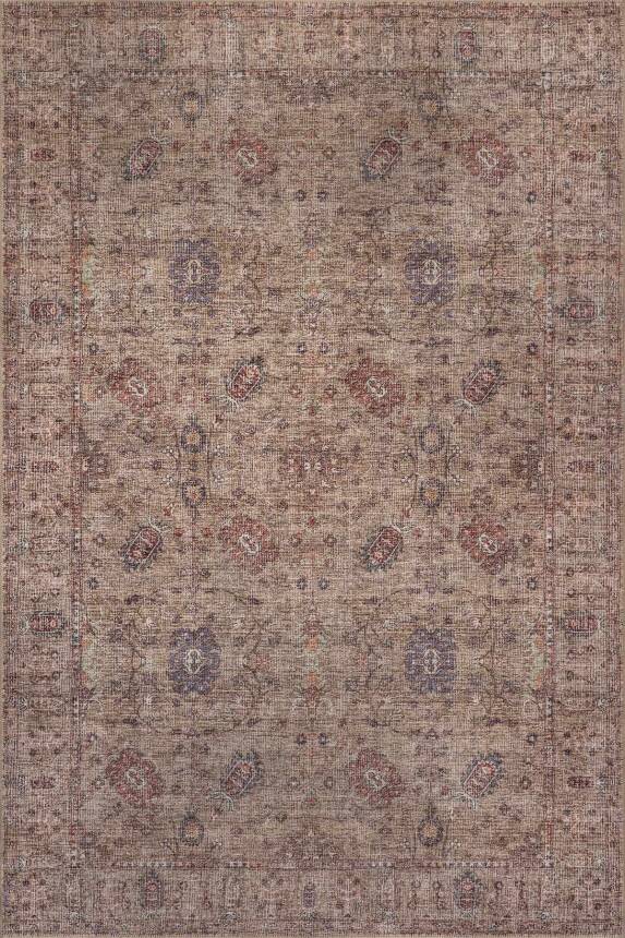 Soul Açık Kahverengi Vintage Çiçek Motifli Dokuma Tabanlı Şönil Halı AL 562 - 1