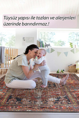 Outlet 230x230 Daire Soul Etnik Desenli Dokuma Taban Dekoratif Halı Kahverengi Halı AL-132 - 2