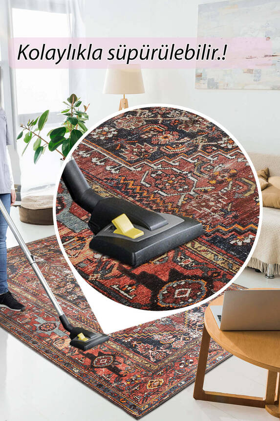 Outlet 230x230 Daire Soul Etnik Desenli Dokuma Taban Dekoratif Halı Kahverengi Halı AL-132 - 4