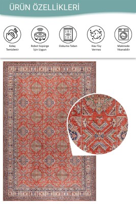 Soul Kiremit Klasik Desenli Dokuma Tabanlı Şönil Halı AL 567 - 5