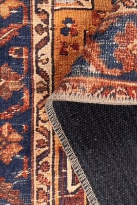 Soul Kiremit Renkli Vintage Dokulu Etnik Desenli Dokuma Tabanlı Şönil Halı AL 532 - 3