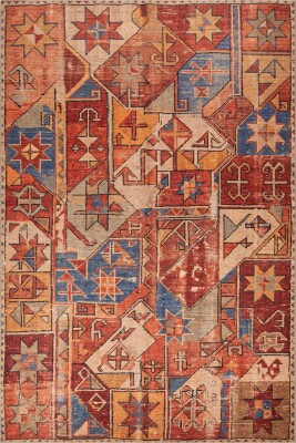 Soul Kiremit Renkli Vintage Dokulu Etnik Desenli Dokuma Tabanlı Şönil Halı AL 540 - 2