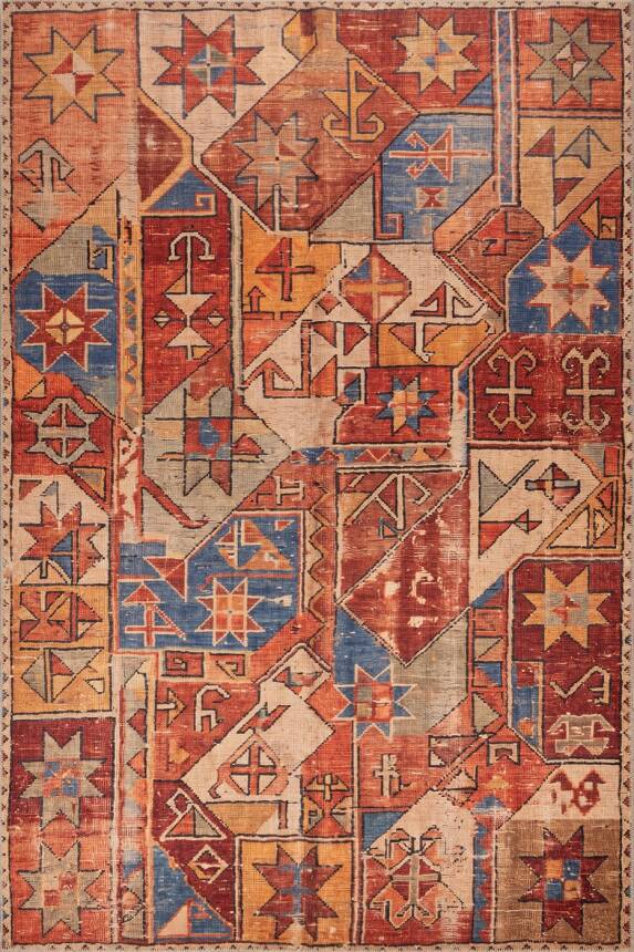 Soul Kiremit Renkli Vintage Dokulu Etnik Desenli Dokuma Tabanlı Şönil Halı AL 540 - 2