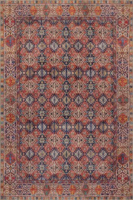 Soul Kırmızı Etnik Geometrik Motifli Dokuma Tabanlı Şönil Halı AL 561 - 1