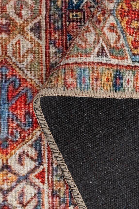 Soul Kırmızı Etnik Geometrik Motifli Dokuma Tabanlı Şönil Halı AL 561 - 3