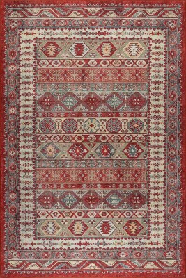 Soul Kırmızı Etnik Kilim Motifli Klasik Desenli Dokuma Tabanlı Şönil Halı AL 560 - Artloop - Soul Halı Koleksiyonu