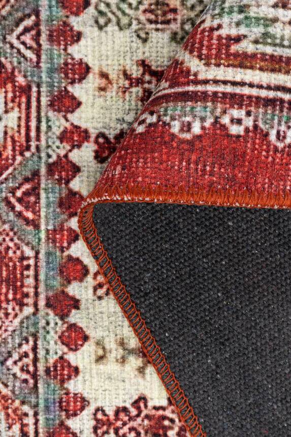 Soul Kırmızı Etnik Kilim Motifli Klasik Desenli Dokuma Tabanlı Şönil Halı AL 560 - 3