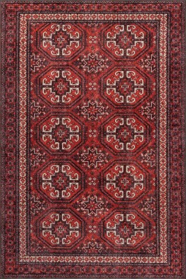 Soul Kırmızı Etnik Kilim Motifli Klasik Desenli Dokuma Tabanlı Şönil Halı AL 576 - Artloop - Soul Halı Koleksiyonu