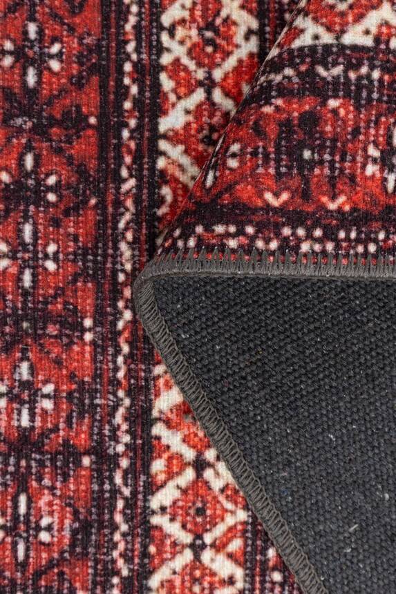 Soul Kırmızı Etnik Kilim Motifli Klasik Desenli Dokuma Tabanlı Şönil Halı AL 576 - 3