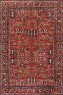 Soul Kırmızı Vintage Etnik Desenli Dokuma Tabanlı Şönil Halı AL 614 - 1