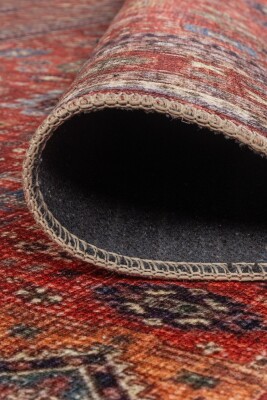 Soul Kırmızı Vintage Etnik Desenli Dokuma Tabanlı Şönil Halı AL 614 - 4