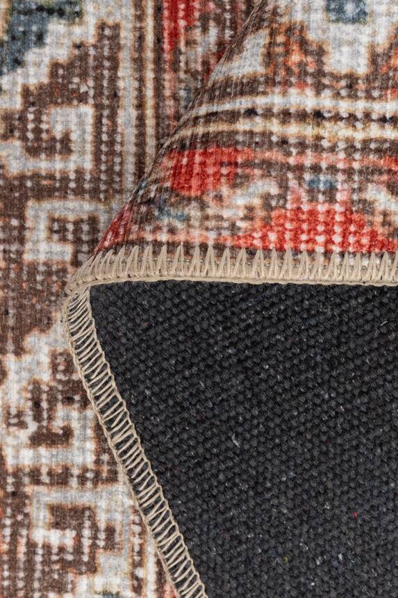 Soul Mavi Kiremit Vintage Etnik Geometrik Desenli Dokuma Tabanlı Şönil Halı AL 591 - 3
