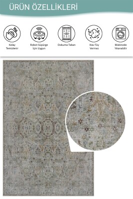 Soul Yeşil Vintage Klasik Desenli Dokuma Tabanlı Şönil Halı AL 568 - 5